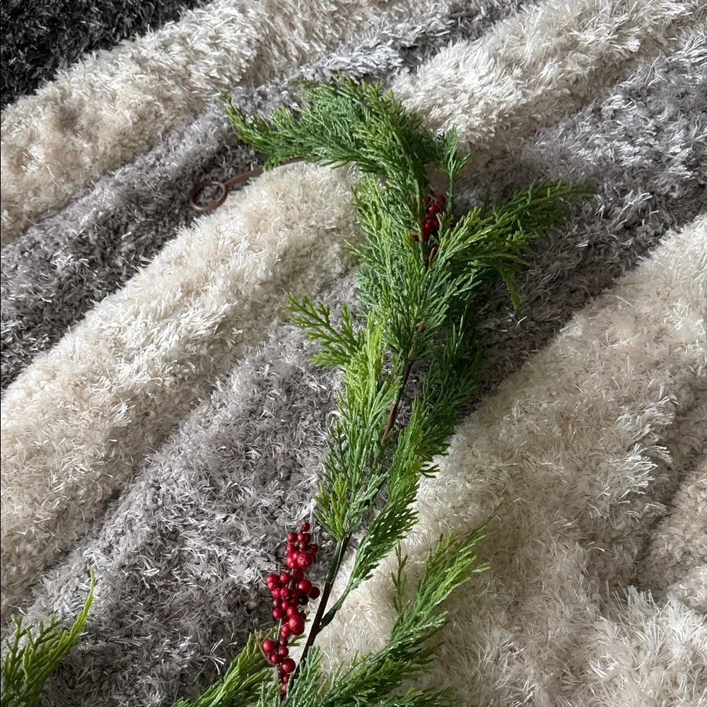 Festive Greenery Garland with Red Berry Accents